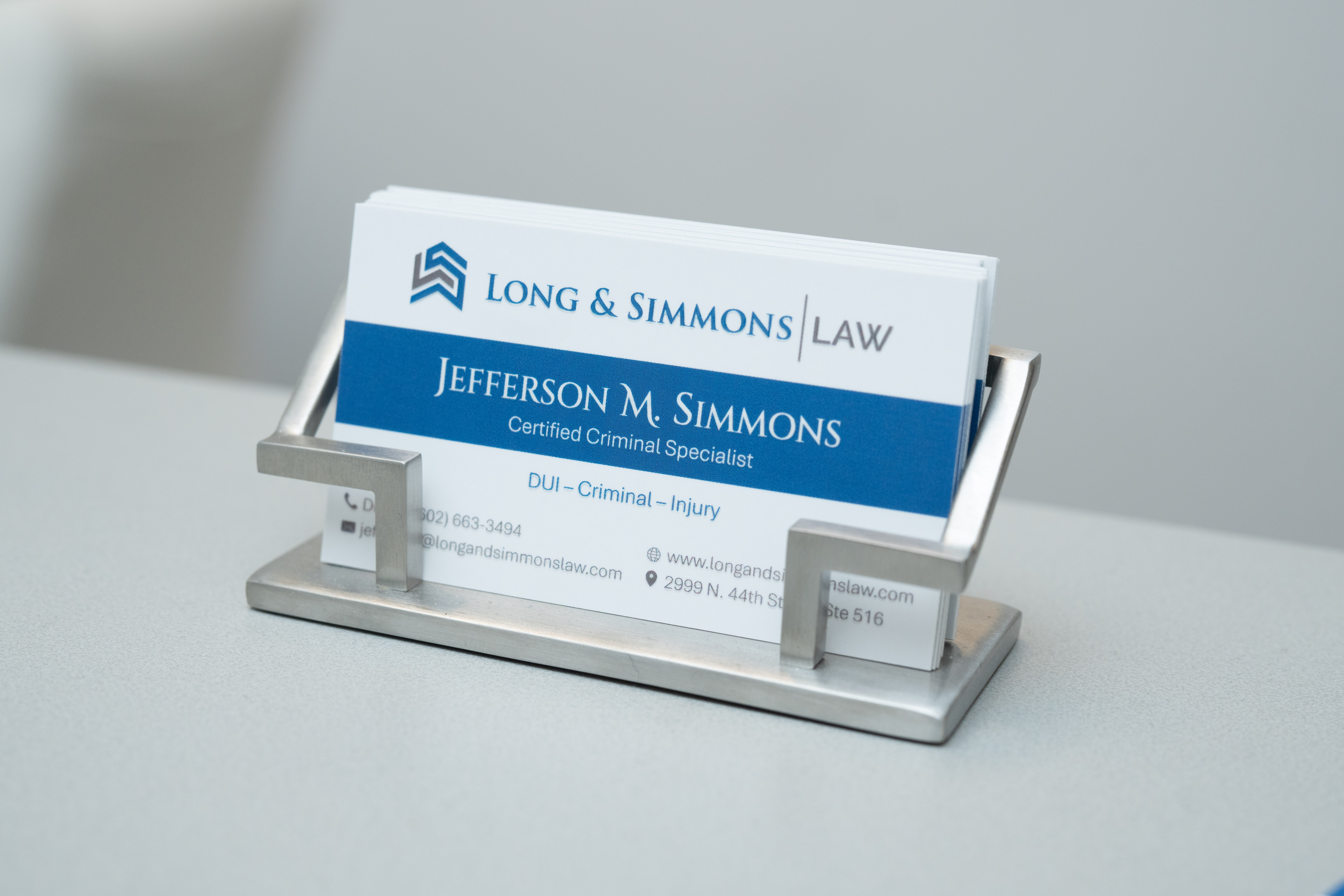 Long & Simmons Law business cards
